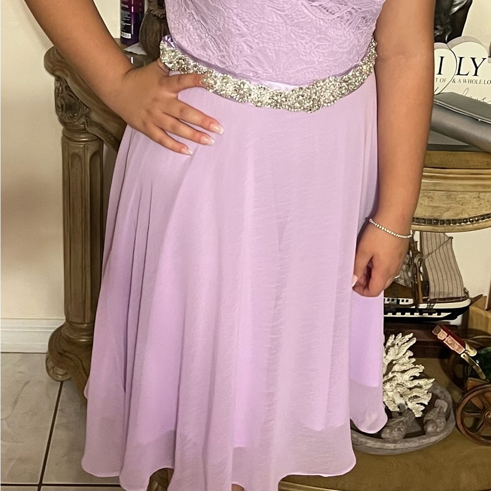 Elegant Lilac Lace Kids Dress - Picture 4 of 4
